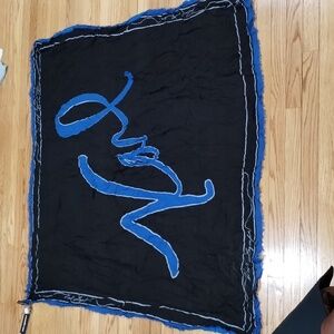 Karl Lagerfeld Stole Wrap 54x55" Blue Logo Modal & Silk S2018 nwt